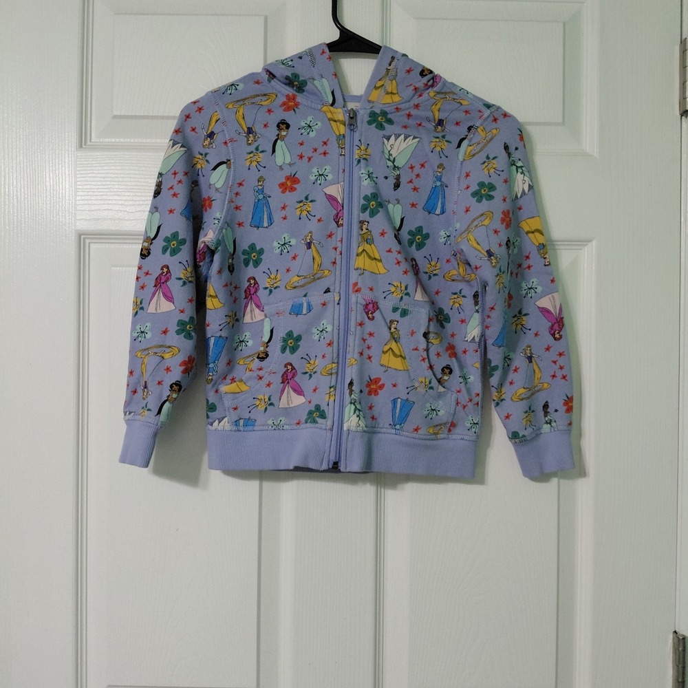 Hanna Anderson Disney Princess Hoodie Sweatshirt Girls Size 6 7 Full Zip